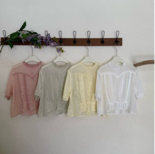 Japanese-Style Ramie Lace Patchwork Short-Sleeve Shirt for Women, Summer Loose Fit Slimming Top, Bust 126, Length 51-54 Japanese-Style Ramie Lace Patchwork Short-Sleeve Shirt for Women, Summer Loose Fit Slimming Top, Bust 126, Length 51-54