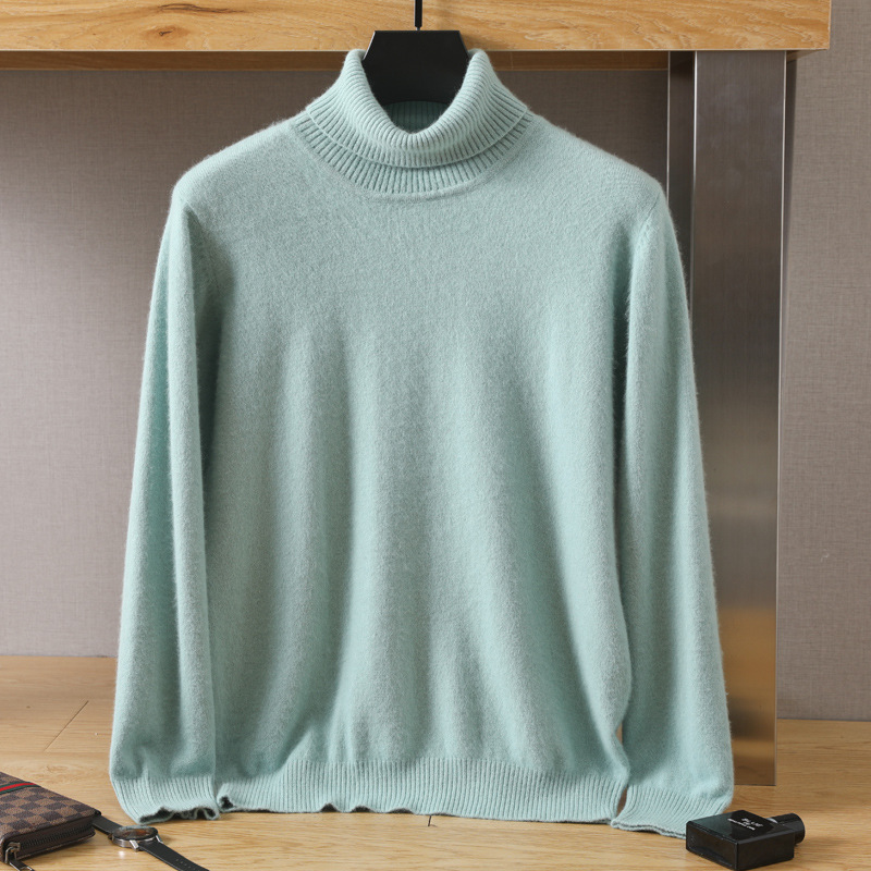 Autumn and Winter new men's turtleneck loose solid color pullover mink sweater bottoming sweater sweater top cross-border wholesale