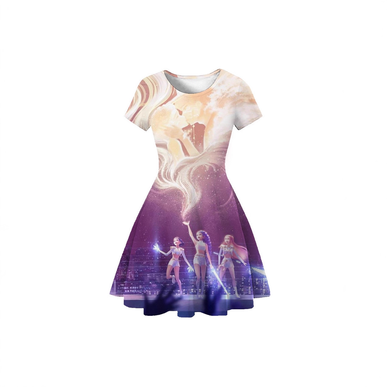 Short-Sleeved Dress Kidsren's 2025 Summer New Girls Princess Dress Hunter Witch Group Short-Sleeved Dress K-Pop