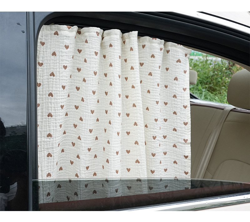 Embedded rail car curtain double-layer cotton yarn car sun protection heat insulation sunshade car sunshade side curtain for women