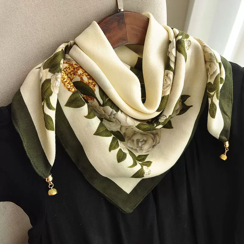 方巾丝巾女2025新款磁吸扣护颈小围巾女秋冬季棉麻脖子围脖护颈