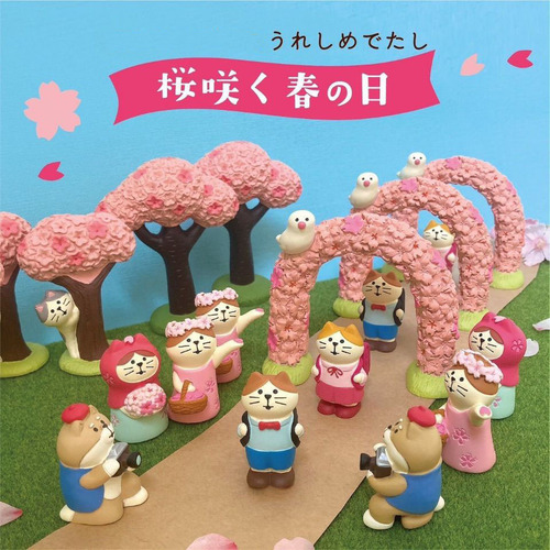 ins Japanese style cute cherry blossom viewing backpack cat photo Shiba Inu small ornaments car cake decoration desktop