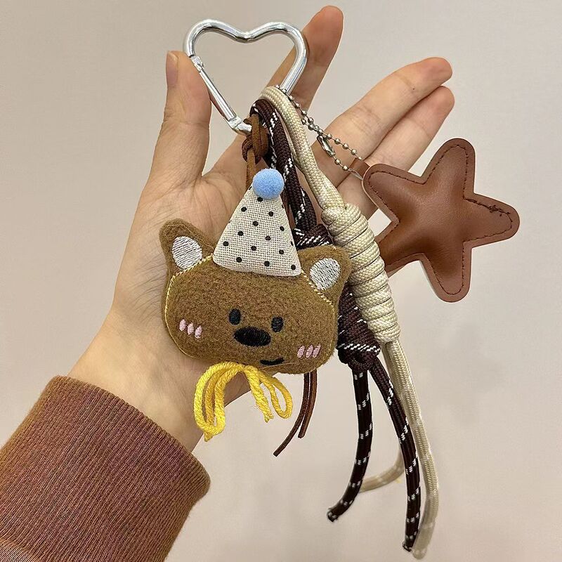 Cute Plush Bear Pendant ~ miu Style Climber Rope Hand Rope Cartoon Doll Bag Hanging Car Keychain Trendy