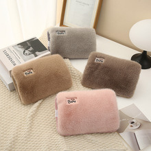 冬季新款充电式热手袋简约毛绒珊瑚绒热水袋莫兰迪色热敷腰暖手宝