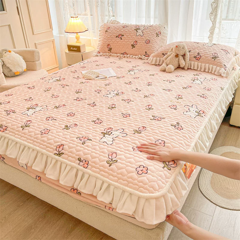 Стёганная тёплая простыня, матрац, защитный чехол, покрывало, набор, 3 предмета