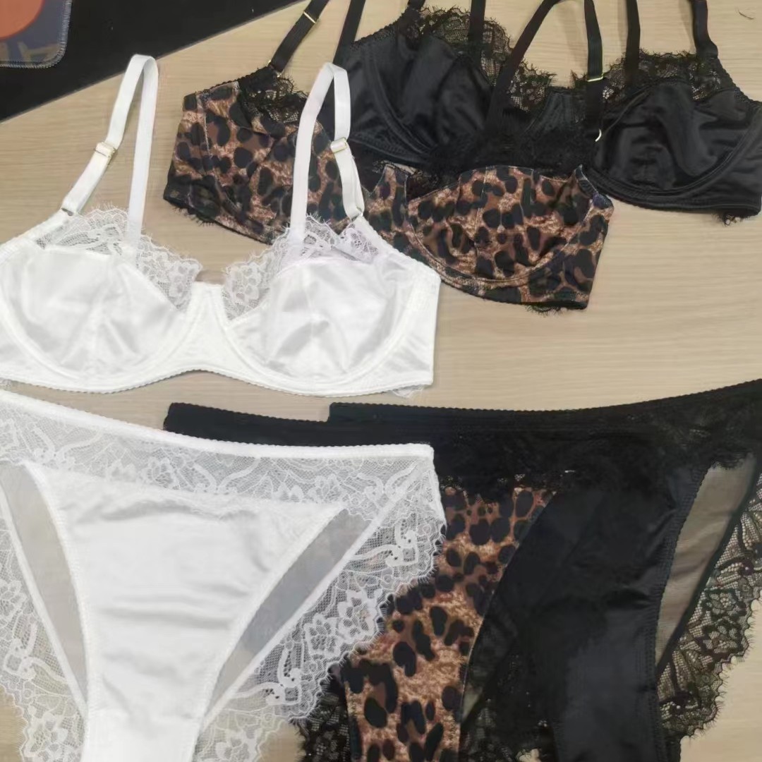 法式情趣內衣女性感超薄拼接蕾絲內衣套裝大胸顯小防下垂文胸罩