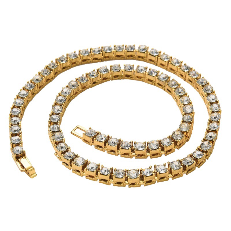 Collar de tenis de 3, 4 y 5 mm con incrustaciones de joyería de alta gama, cadena de aleación para hombre y mujer, collar largo con diseño de poni.