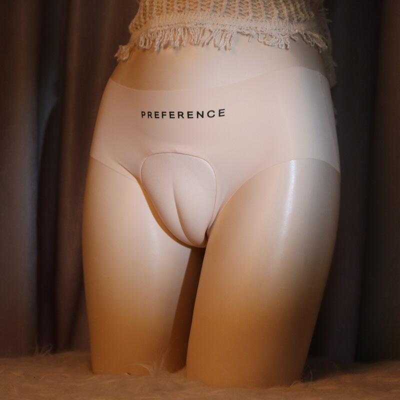 Summer Ice Silk Seamless One-Piece Male-To-Female Transgender Hidden Genitalia Jj Underwear Camel Toe Fake Penis Briefs Sexy