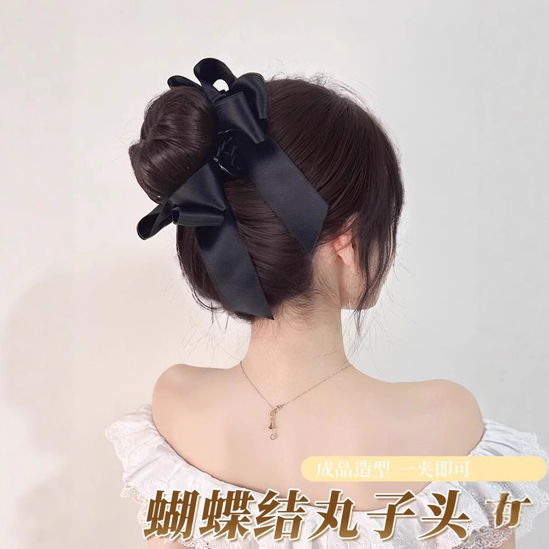 Korean Style Black Bow Multi-Layer Hair Clip for Short Hair, Korean Style Hair Accessories and Headwear for the Back of the Head, Versatile