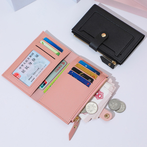 New Women's Wallet Short Wallet Women's Summer Thin Cute Simple Solid Color Student Coin Purse Women's Niche Design