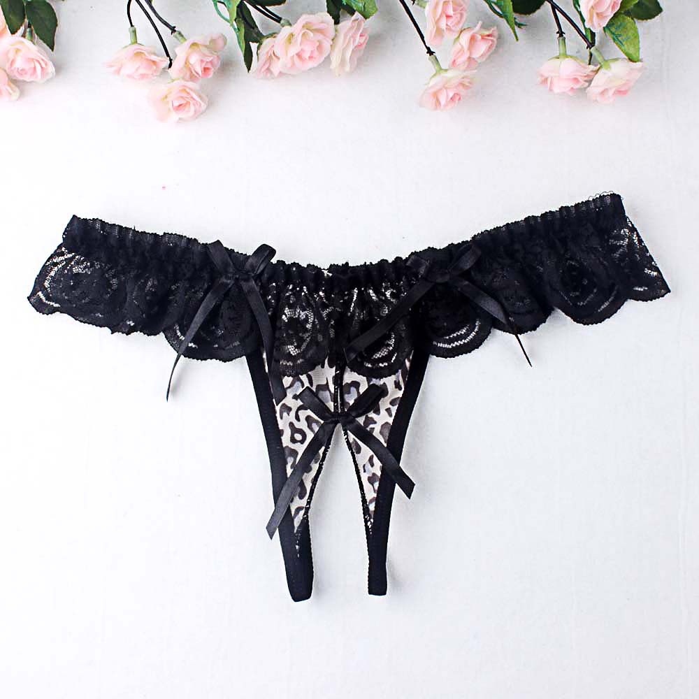 Pantalones íntimas de encaje femeninas, arco de cintura baja, hueco abierto, fugas, ppp, triangles transparentes, thongs
