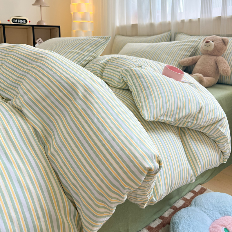 Pure Cotton Bedding Set For Men Simple Printed Four-piece Sheet_voghion.com