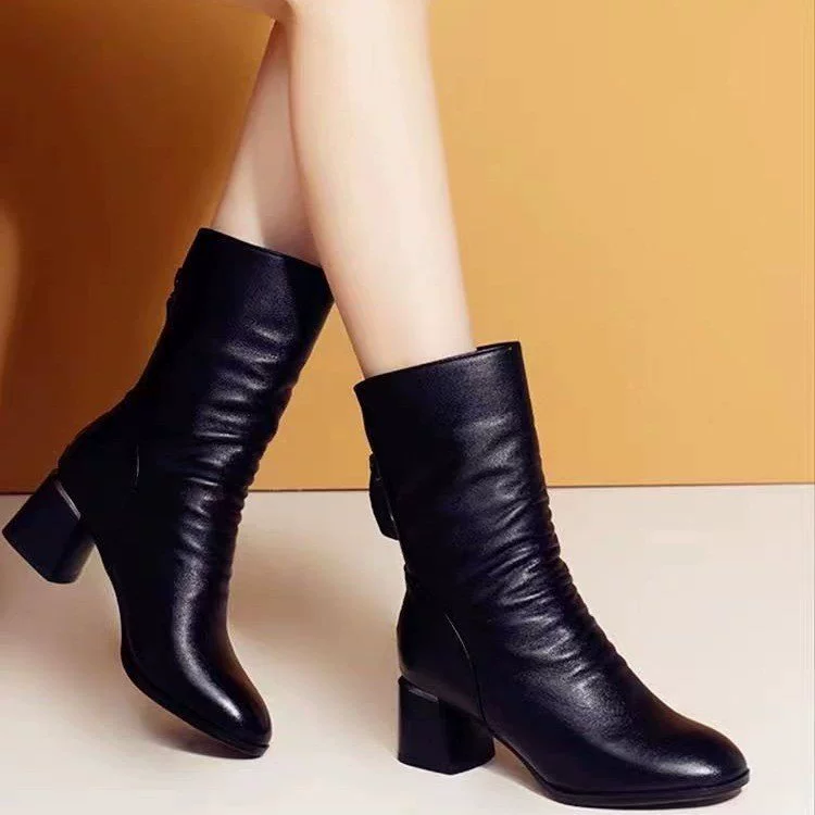 Ботинки Martens средней длины, на флисовой подкладке, зимний британский стиль, размеры 35–40