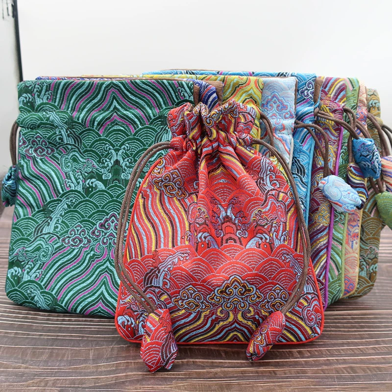 Фабрика в наличии оптом высокого класса парчи мешок старинные сумка Будда бисер браслет шнурок Wenwan шнурок мешок ювелирных изделий упаковка мешок