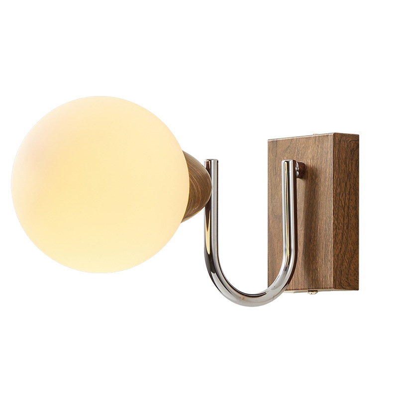 American retro lámpara de pared dormitorio lámpara de cabecera 2026 nueva lámpara de pared de fondo de color nuez luminaria Zhongshan 731L