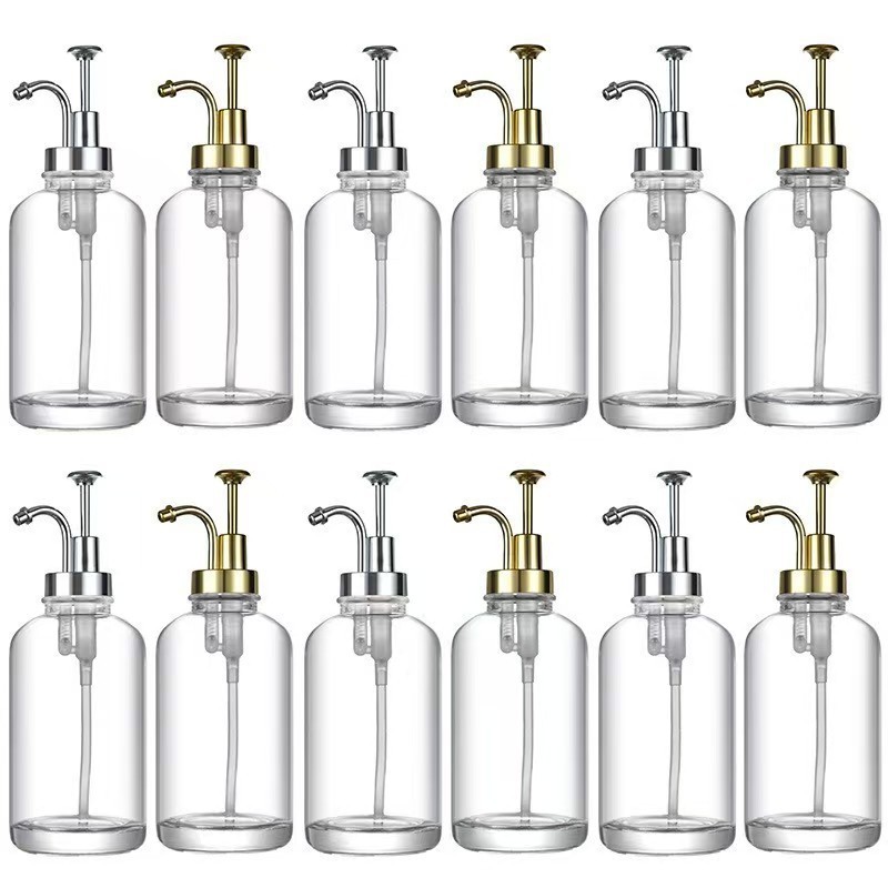Amazon Crystal White Glass 500ml Loción Dispensador de jabón Desinfectante de manos Dispensador de café Botella de jarabe