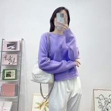 2025年秋冬女装法式慵懒风简约羊绒毛衣女圆领长袖上衣宽松针织衫
