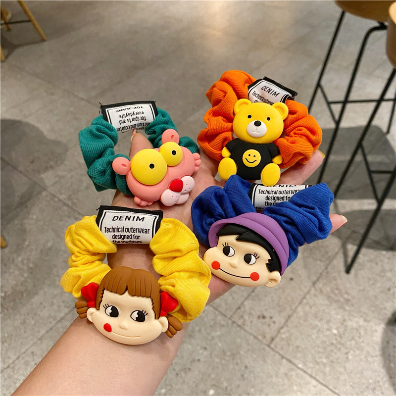 Accesorios para el pelo de los niños niñas flor diadema estilo coreano colorido tela dibujos animados cara sonriente banda pelo lindo gran intestino anillo tocado