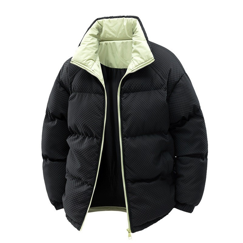 Stand-up Collar Granular Cotton-padded Clothes For Men And Women, Loose And Thickened Cotton-padded Clothes For Couples, Cotton-padded Jackets For Men_viptrois.com