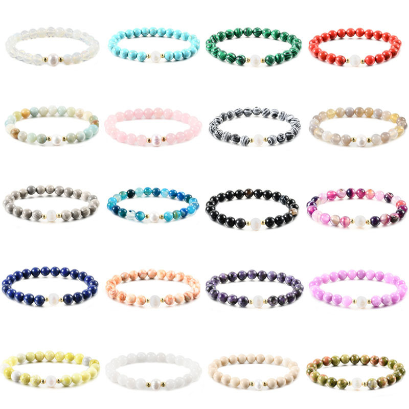 2024 New nearly round freshwater pearl natural stone simple bracelet handmade beaded women's jewelry bracelet