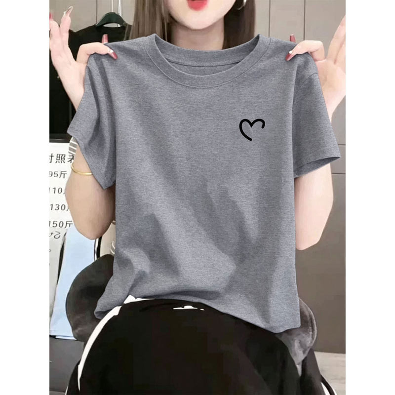 Gray Pure Cotton Short-Sleeved T-Shirt for Women, 2026 New Style, This Year's Popular Hot-Selling Summer Top for Women, Super Nice-Looking Top Gray Pure Cotton Short-Sleeved T-Shirt for Women, 2026 New Style, This Year's Popular Hot-Selling Summer Top for Women, Super Nice-Looking Top