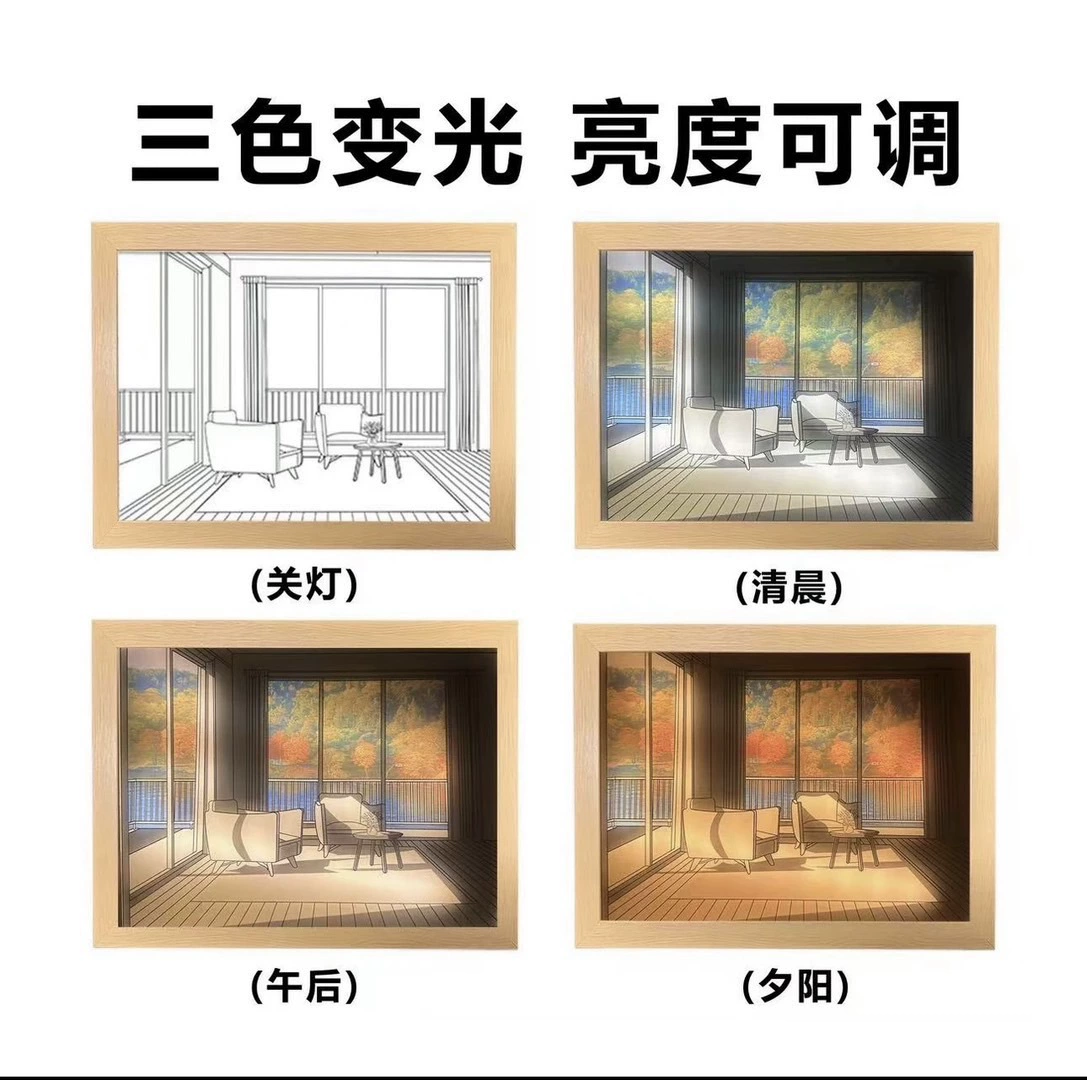 Douyin тот же свет, картина китайской волны, висящие картины, светодиодные ночные фонари 520 день Святого Валентина подарки на день рождения, электронные висящие картины