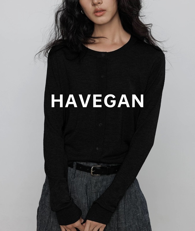 与间HAVEGAN/秋季圆领长袖针织开衫女薄款外穿宽松慵懒老钱风上衣|undefined