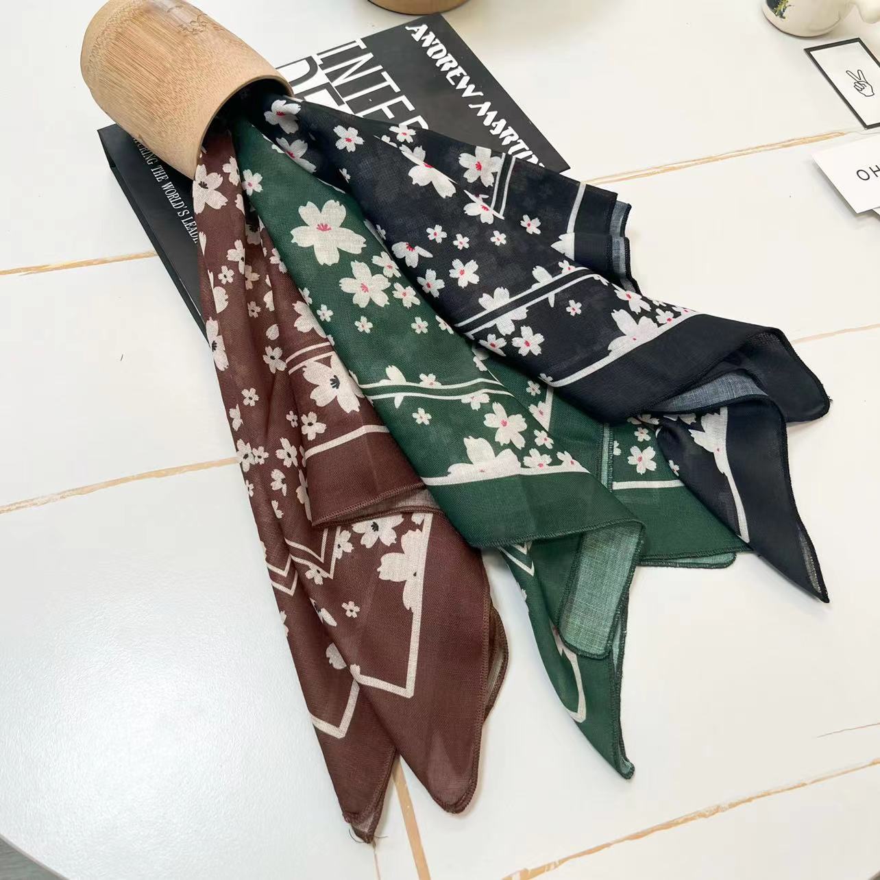 60g Weight Kerchief Classification Daily Occasion cotton and linen Material Flower Pattern Summer Season Women's Gender IG Style Style Women's IG Style Flower Cotton And Linen Kerchief 79