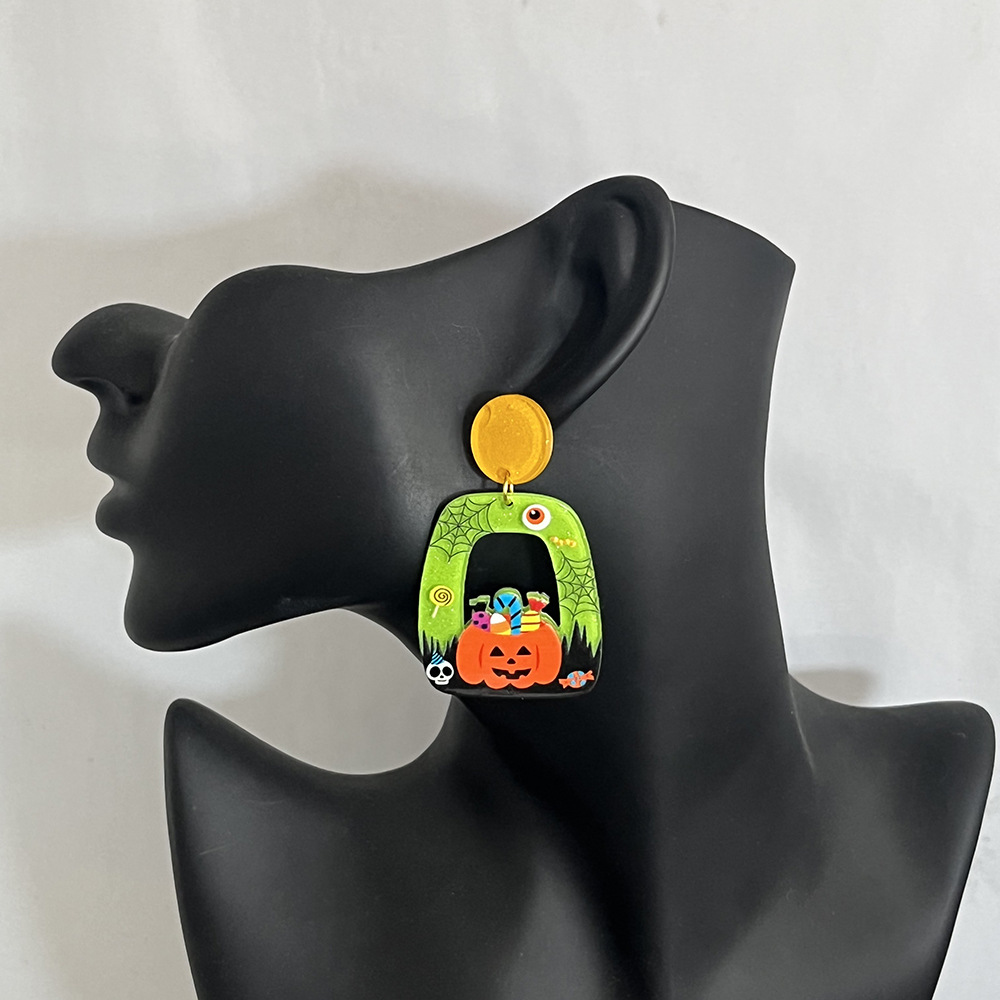 1 Pair Streetwear Halloween Pattern Arylic Drop Earrings display picture 2