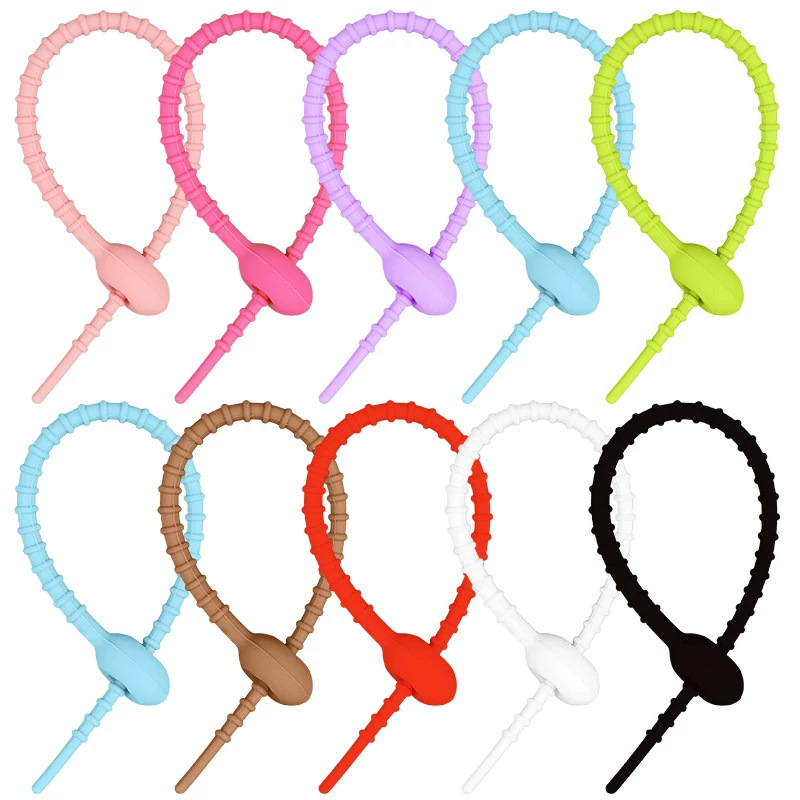 跨境专供硅胶扎绳卡扣自锁式束线带扎带215mm钥匙扣饰品车钥匙
