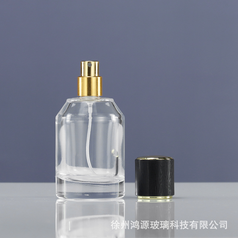 Botella de perfume de vidrio Botella de dispensación con bayoneta de 50ml Botella vacía de spray de niebla fina transparente Botella de perfume Botella desnuda