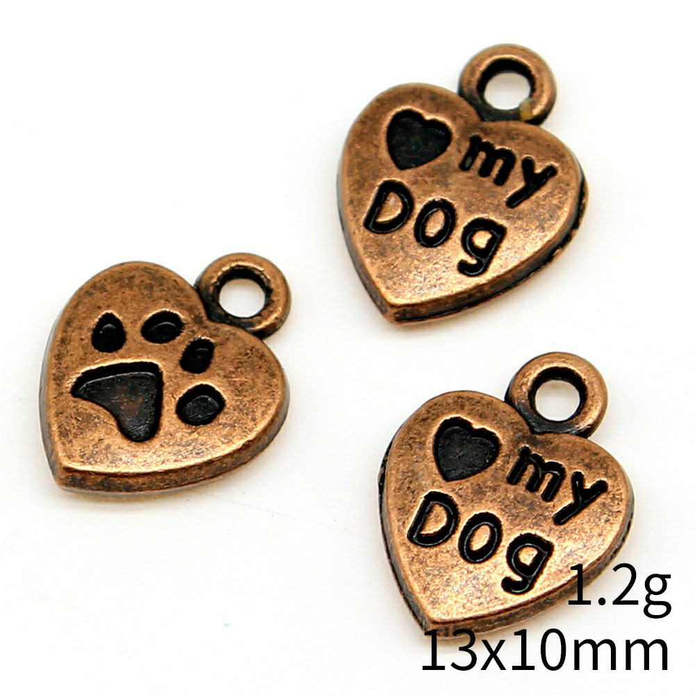 1 Piece Retro Letter Paw Print Heart Shape Alloy Plating Pendant Jewelry Accessories display picture 13