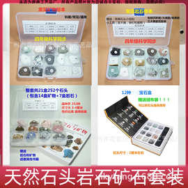 26种儿童礼物水晶宝石原石矿石化石标本盒  挖掘玩具石头矿物岩石