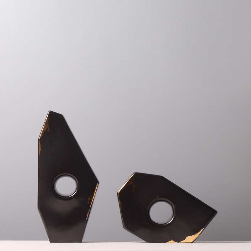 新中式创意不规则陶瓷摆件家居书房墙柜装饰品摆设设计师陶瓷饰品