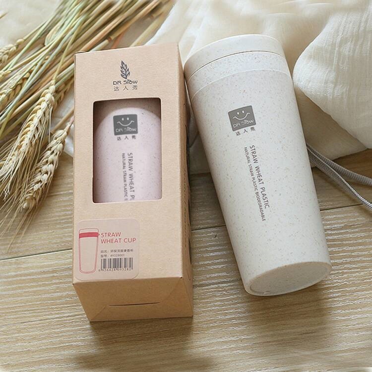 New wheat-flavored cup, wheat straw fiber insulated cup, portable cup, double-layer eco-friendly plastic cup, insulated water cup