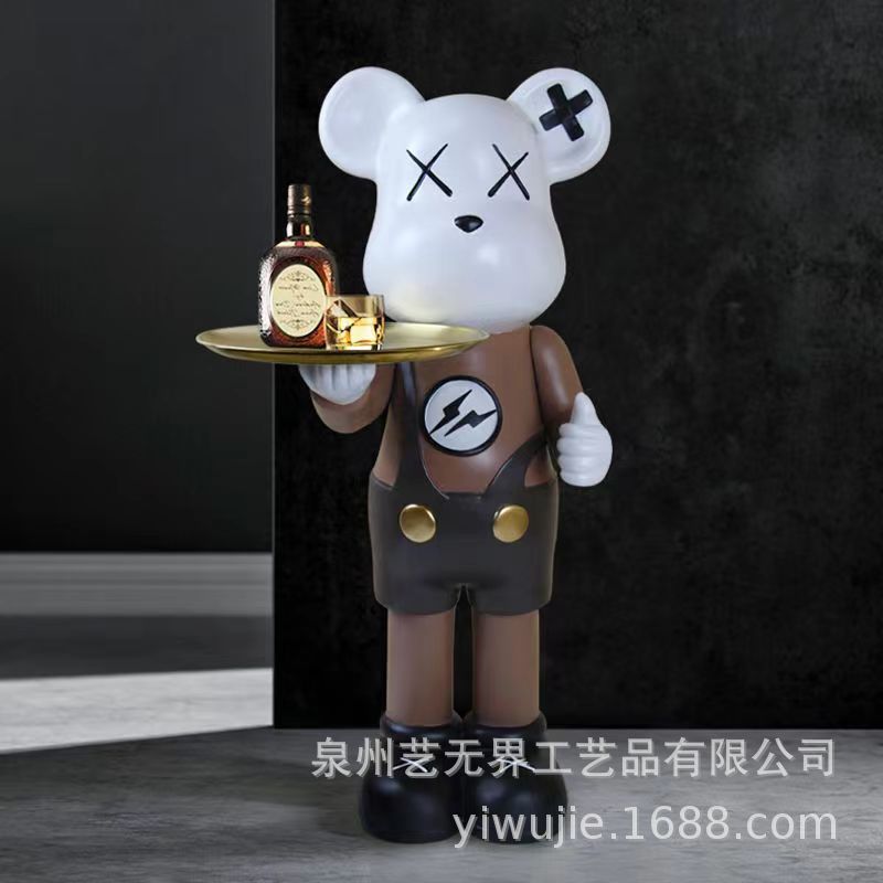 77cm Violent Bear Living Room Bedside Sofa Floor Tray Moving Gift Resin Craft Large Home Decor