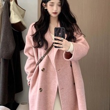 羊毛呢子大衣女秋冬季新款韩系宽松感中长款毛呢外套女潮