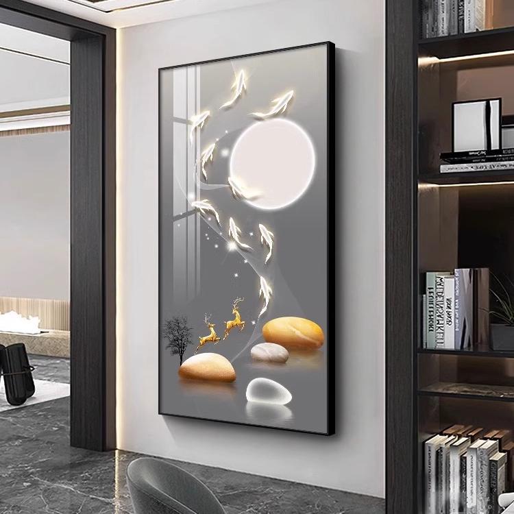 Entrar en el hogar nueve peces pintura decorada pasillo de la sala de estar pintura colgante nuevo alce atmosférico pintura mural vertical