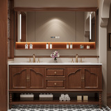 Умывальник в американском стиле Комбинация шкафчиков для ванной комнаты в китайском стиле в стиле ретро Раковина для ванной во французском стиле из шифера Встроенная двойная раковина горячего изгиба