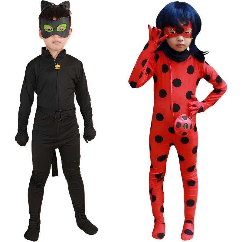 Cross-border in-stock Ladybug Reddy cosplay costume Black Cat Noree Halloween Ladybug girl jumpsuit Cross-border in-stock Ladybug Reddy cosplay costume Black Cat Noree Halloween Ladybug girl jumpsuit