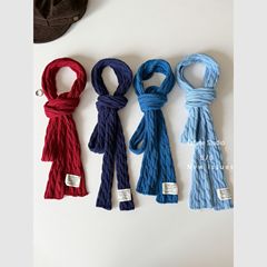 出口韩国小众螺纹细窄长纯色围巾女 秋冬新款韩版y2k百搭装饰围脖
