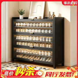 钢制鞋柜多层防尘收纳柜家用入户门口大容量玄关靠墙一体储物鞋架