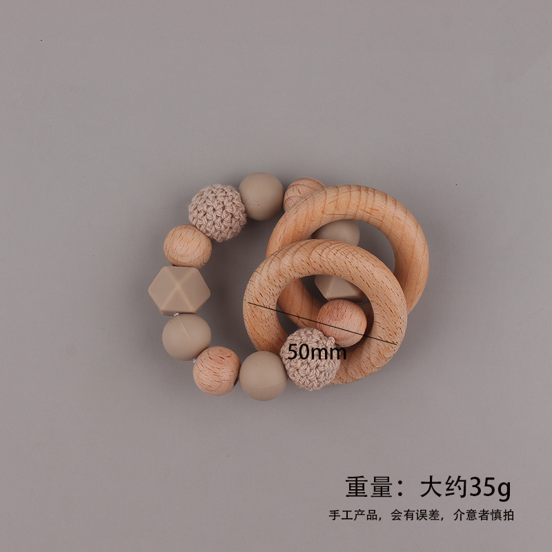 Bebé bricolaje cuentas creativas de madera de haya cuentas de silicona pulsera de mordedor campana juguete molar recién nacido