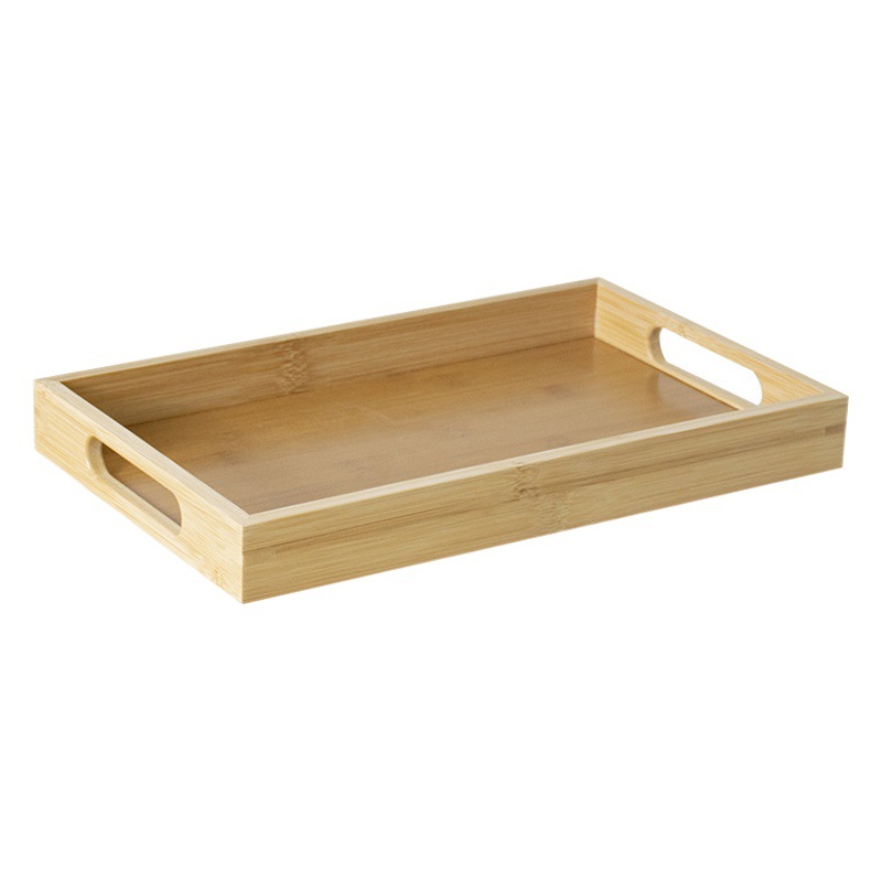 Bandeja rectangular de bambú con doble asa para tazas, té, barbacoa, snacks, pasteles gourmet, postres, ecológica.
