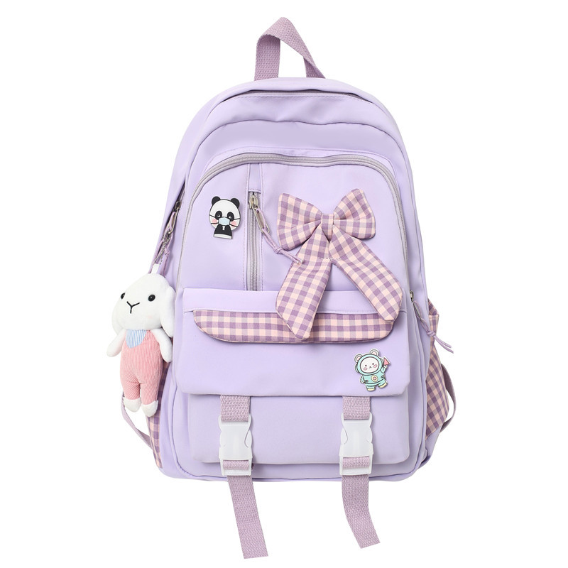 Mochila escolar para niñas de primaria y secundaria, diseño con lazo y estilo dulce, ligera y espaciosa