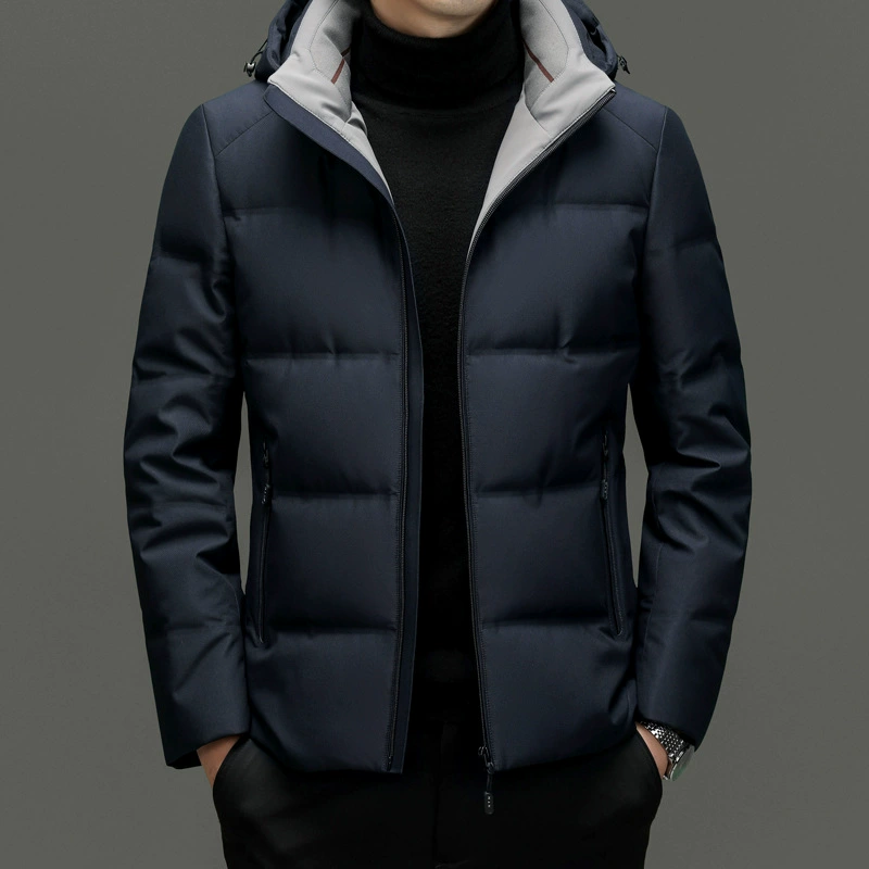 Стандарты пуховик мужской белый гусиный пуховик зимний новый съемный шапка среднего возраста толстый теплый папа