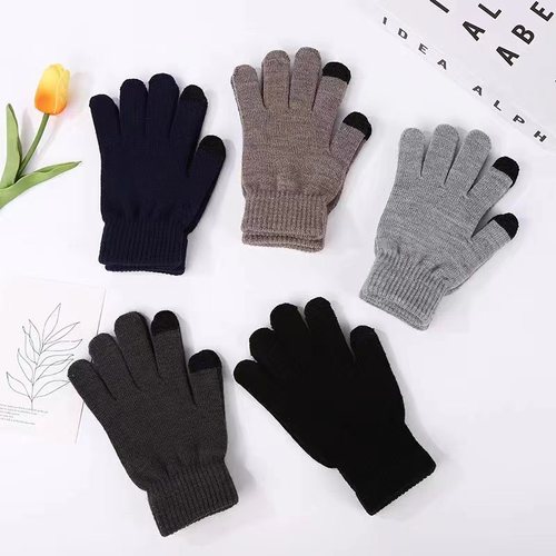 Ready stock wholesale, mixed sizes for men and women, knitted wool touchscreen warm gloves, adult gloves, colors available.