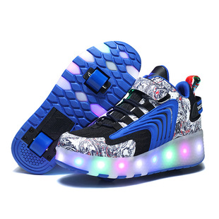 Cross-border foreign trade flash lights heloo shoes boys and girls double wheels with lights USB charging student roller skates