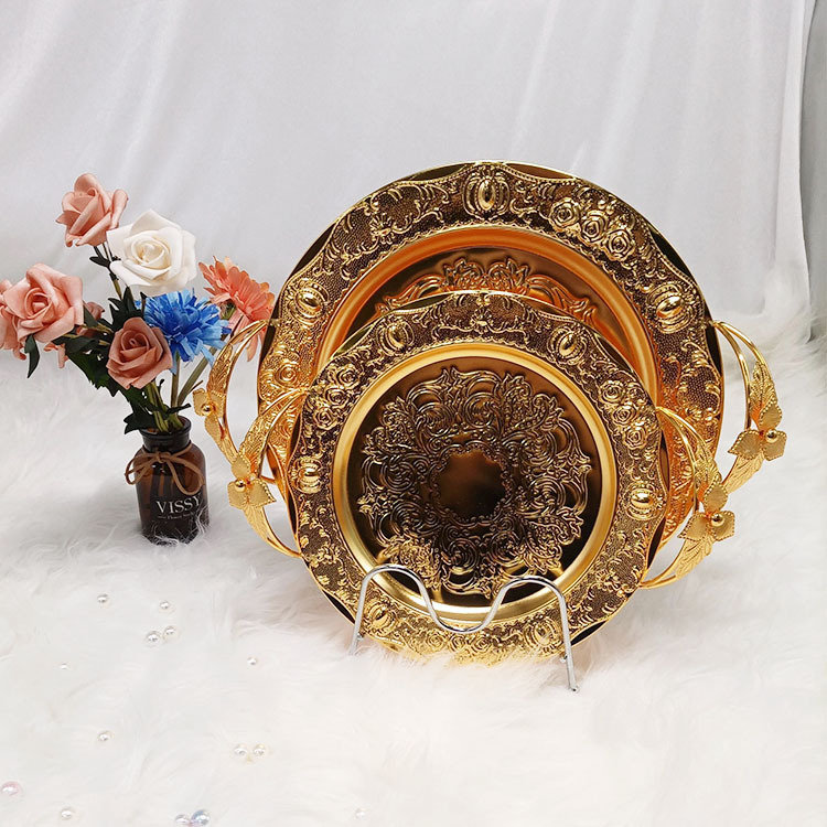 European Style Creative Home Elegant Style Metal Pattern Tray Decorative Tray for Party Wedding Hotel and Restaurant European Style Creative Home Elegant Style Metal Pattern Tray Decorative Tray for Party Wedding Hotel and Restaurant
