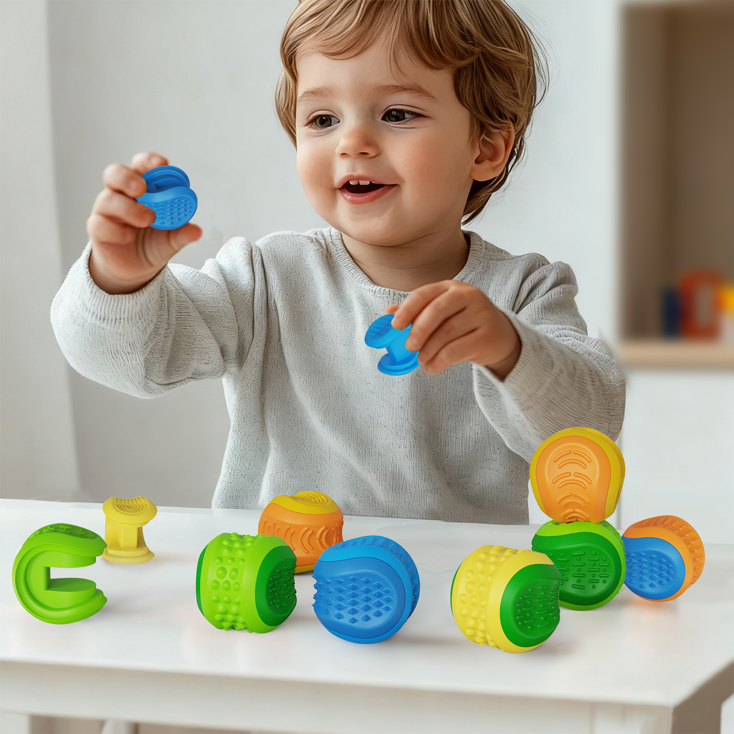 Nuevo tamiz transfronterizo para niños juguetes sensoriales de silicona juguetes sensoriales de piedra multi-texturas bola de descompresión